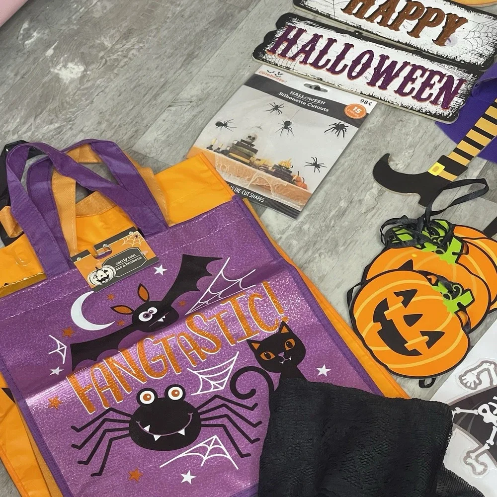 Lot of 14 Halloween Hanging Ghost, Stickers, And More Decor Party‎ Props
